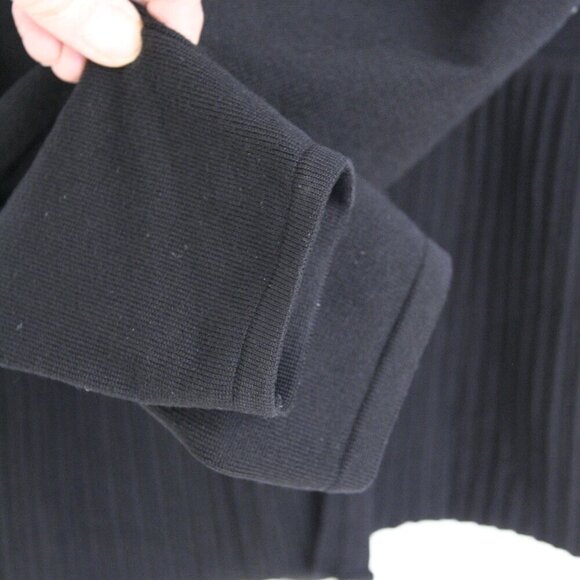 Boss Hugo Boss Fily Black Wool Blend‎ Deep V-Neck Ribbed Peplum Cardigan Sz L - Picture 6 of 13
